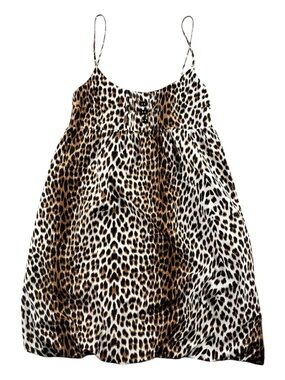 Christoper Fischer Dress Leopard Animal Print Mini Bubble Hem Babydoll Size 6